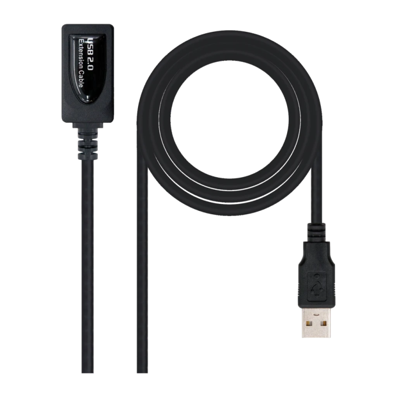 Câble Nanocable USB 2.0 Rallonge avec Amplificateur Type A Mâle/Femelle 5m Noir