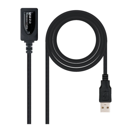 Câble Nanocable USB 2.0 Rallonge avec Amplificateur Type A Mâle/Femelle 5m Noir