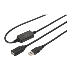 Câble DIGITUS DA-73100-1 USB 2.0 AM/AH Amplifié 10m Noir