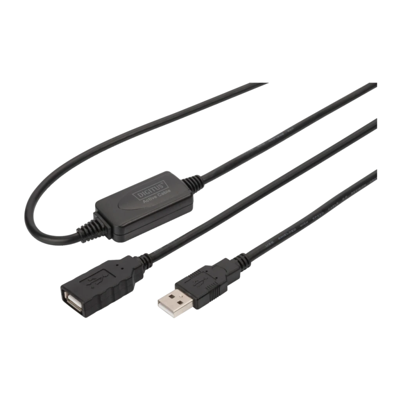 Câble DIGITUS DA-73100-1 USB 2.0 AM/AH Amplifié 10m Noir