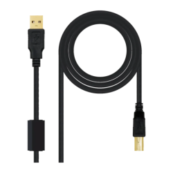 Câble Nanocable USB 2.0 Type A/M-B/M avec Ferrite 5 m USB-A vers USB-B Noir