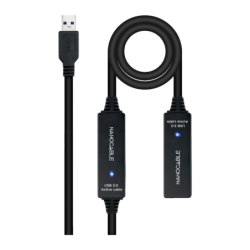 Câble Nanocable USB 3.0 Rallonge avec Amplificateur A/M-A/F 15 m Noir