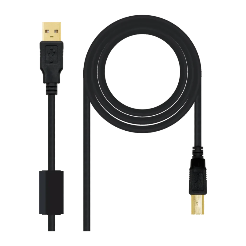 Câble Nanocable 10.01.1202 USB 2.0 Type A/B 2m USB-A vers USB-B Noir