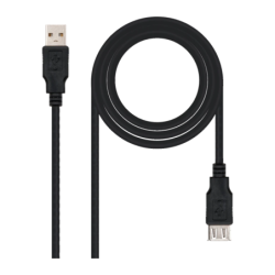 Câble Nanocable USB 2.0 Type A Mâle/Femelle 3m USB-A vers USB-A Noir