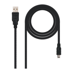 Câble Nanocable USB 2.0 Type A Mâle vers Mini USB 5 broches Mâle 0,5 m Noir