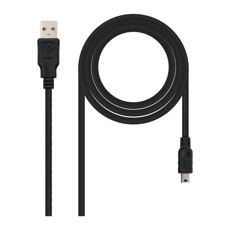Câble Nanocable USB 2.0 Type A Mâle vers Mini USB 5 broches Mâle 0,5 m Noir