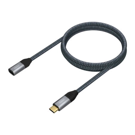 AISENS Câble Rallonge USB-C 3.2 Gen2x2 Mâle-Femelle 1m 100W 5A Gris