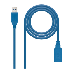 Câble Nanocable USB 3.0 Type A Mâle/Femelle 2m USB-A vers USB-A Bleu