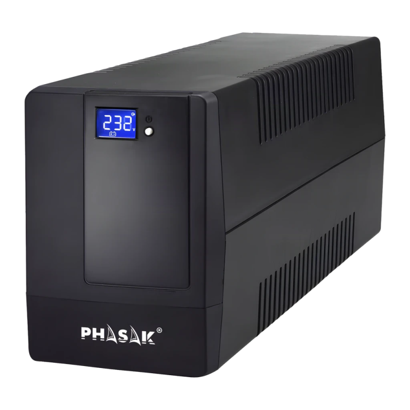 Phasak Essential Interactif 2000VA 1200W Noir PH 9420 4 prises LCD Onduleur