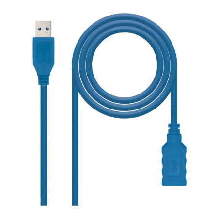 Câble USB Nanocable 3.0 Rallonge Mâle/Femelle 1m 5 Gbit/s Bleu