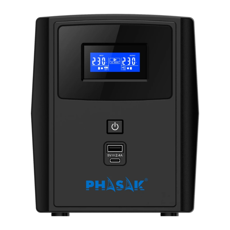 Phasak Sirius PH 7322 Ligne Interactive 2260VA 1320W Noir 4 prises Onduleur