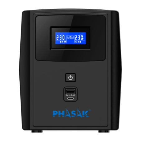 Phasak Sirius PH 7322 Ligne Interactive 2260VA 1320W Noir 4 prises Onduleur