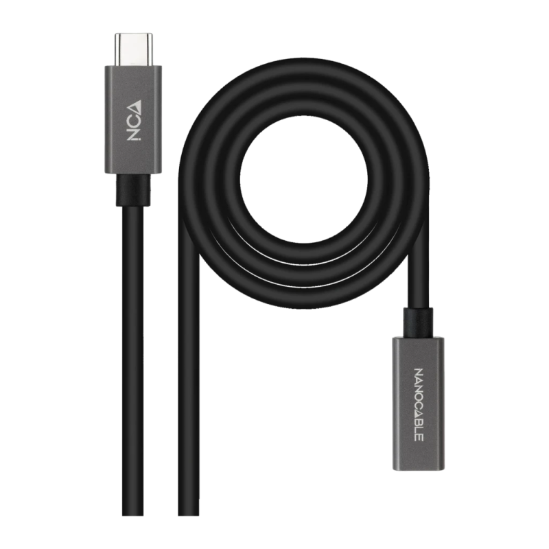 Nanocable Câble Rallonge USB-C 3.2 Gen2x2 20Gbps 4K/60Hz 0,5m Noir