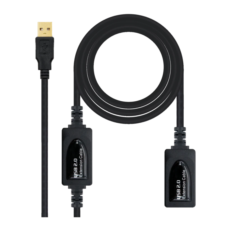 Câble rallonge Nanocable 10.01.0213 USB-A vers USB-A Mâle/Femelle Noir