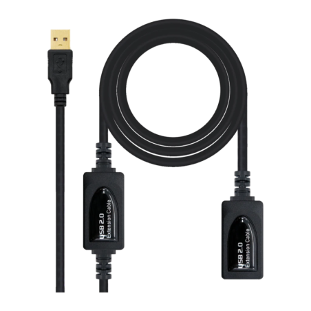 Câble rallonge Nanocable 10.01.0213 USB-A vers USB-A Mâle/Femelle Noir