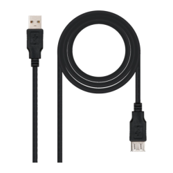 Câble Nanocable USB 2.0 Type A Mâle/Femelle 1,8 m USB-A vers USB-A Noir