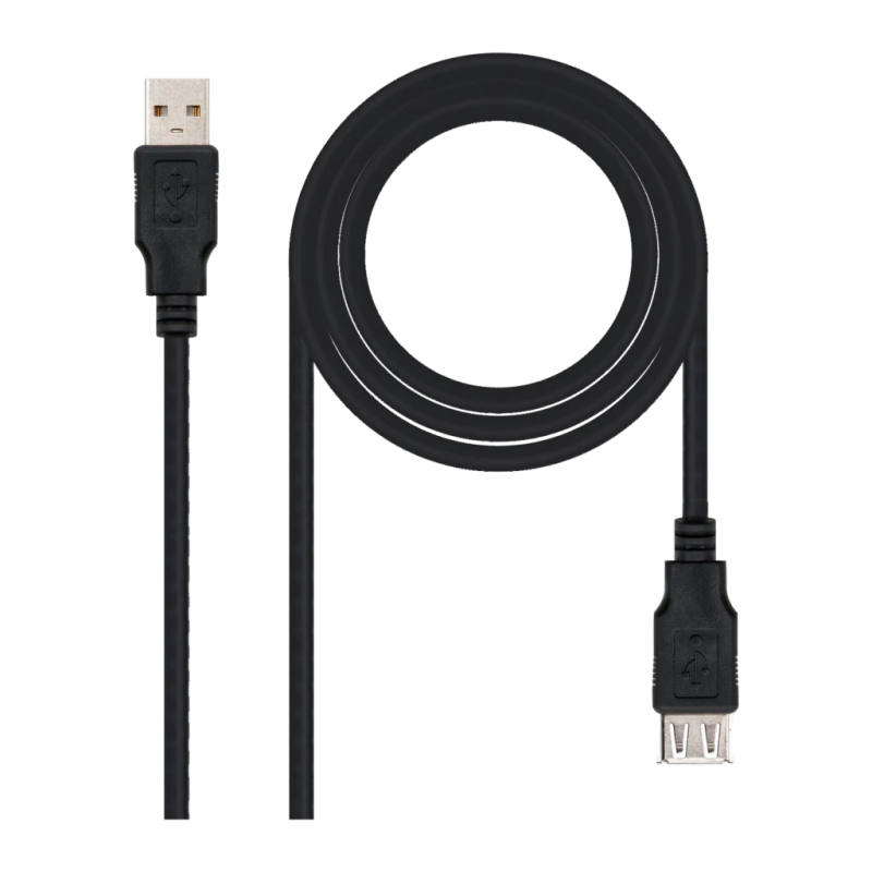 Câble Nanocable USB 2.0 Type A Mâle/Femelle 1,8 m USB-A vers USB-A Noir