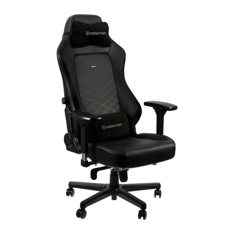 noblechairs HERO PU Noir/Or 150kg appui-tête Chaise gaming inclinable
