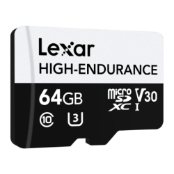 Lexar High-Endurance 64GB 100MB/s V30 U3 A1 UHS-I Carte microSDXC