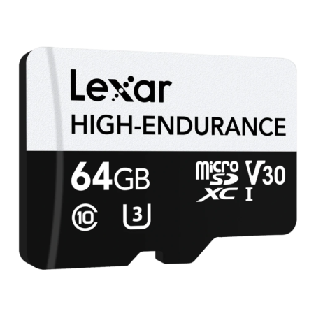Lexar High-Endurance 64GB 100MB/s V30 U3 A1 UHS-I Carte microSDXC