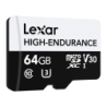 Lexar High-Endurance 64GB 100MB/s V30 U3 A1 UHS-I Carte microSDXC