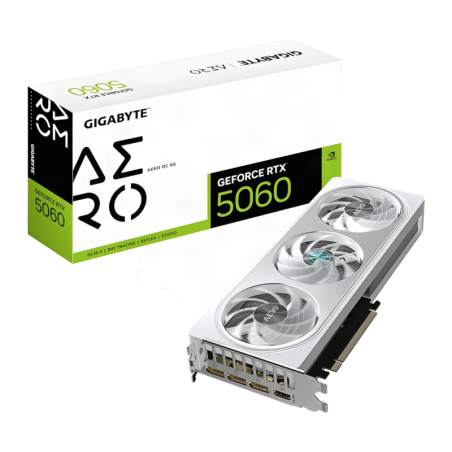 Gigabyte GeForce RTX 5060 AERO OC 8G 8GB GDDR7 Blanc 3 ventilateurs HDMI 2.1 3 DisplayPort Carte graphique