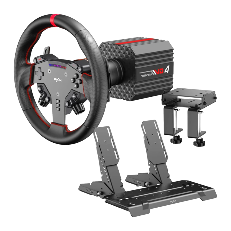 PXN VD4 Bundle Direct Drive 4 Nm PC Pédales Hall Effect Noir palettes capteurs magnétiques Volant de course