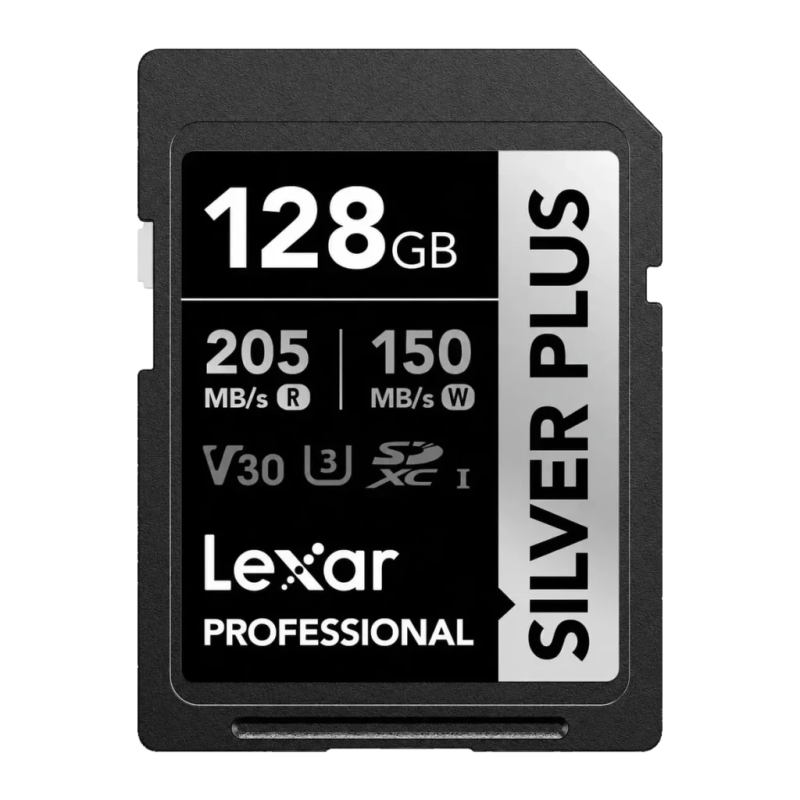 Lexar Professional Silver Plus 128GB 205MB/s V30 U3 UHS-I Carte mémoire SDXC