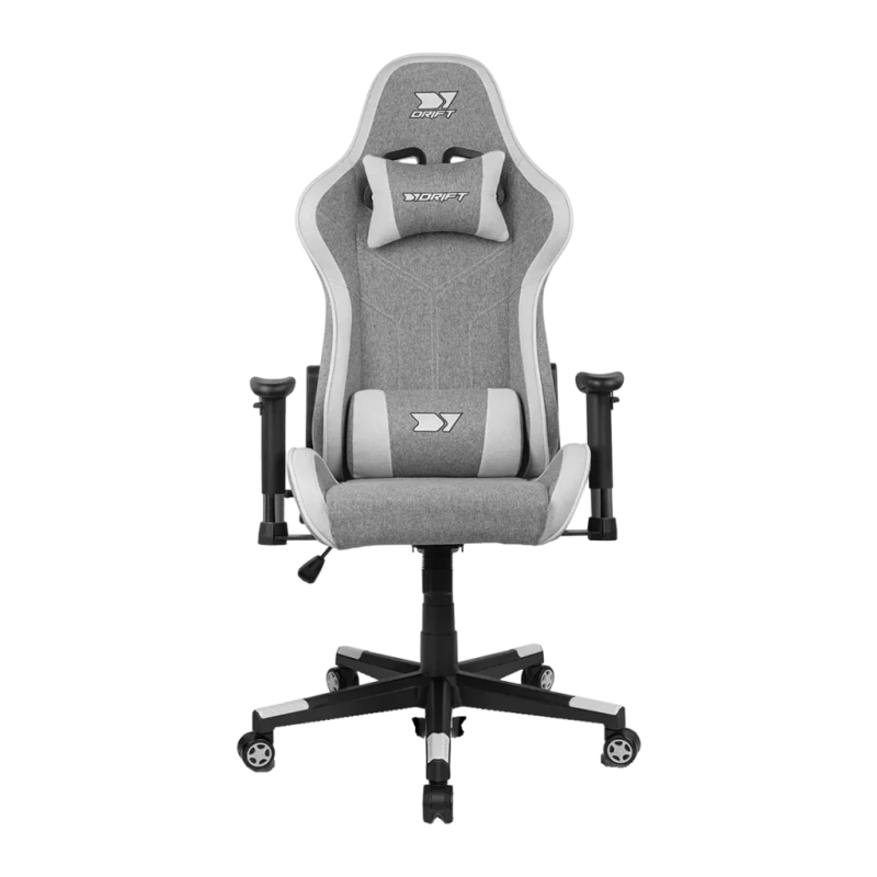 Drift DR90 Pro Gris/Blanc Tissu 2D 150kg appui-tête vérin classe 4 Chaise gaming