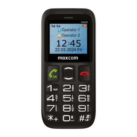 Maxcom MM426 SE Noir LCD 2G GSM Double SIM 1,77 pouces 600mAh Téléphone basique