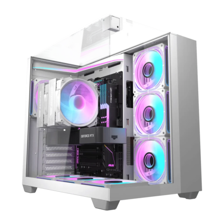 Darkflash TH285 Verre Trempé ATX/M-ATX/ITX Blanc Midi Tower 4 ventilateurs Boîtier PC