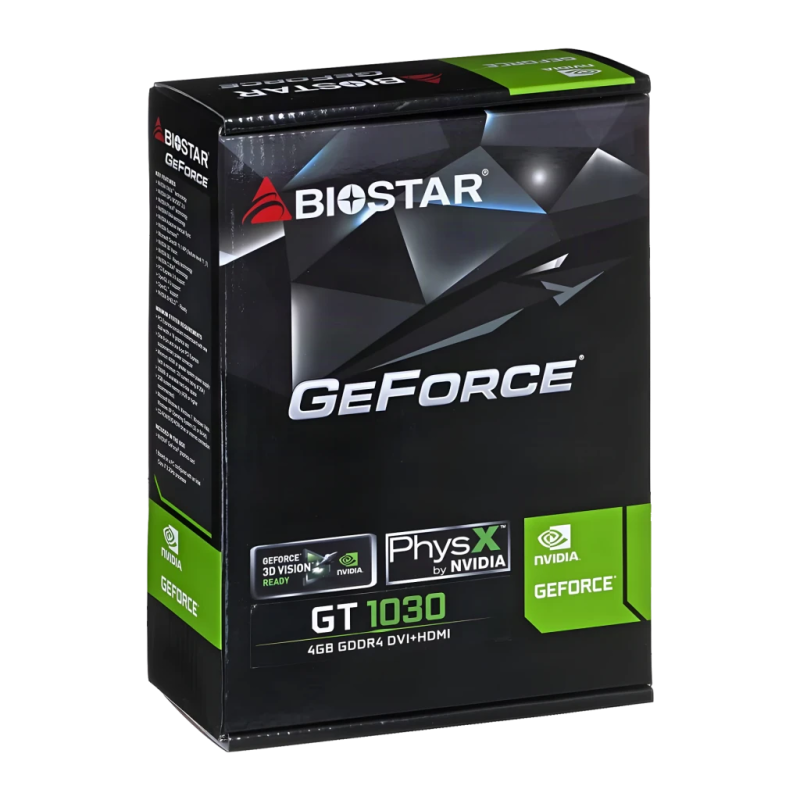 Biostar GeForce GT 1030 4GB GDDR4 Noir Carte graphique