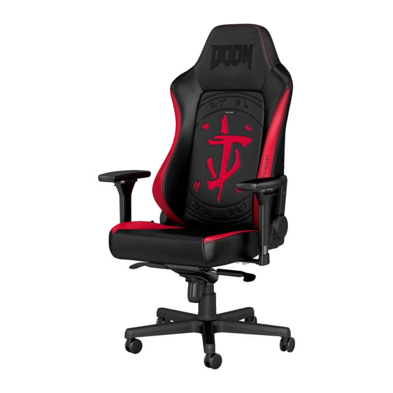 Noblechairs Hero DOOM Edition Noir/Rouge Simili Cuir 4D 150kg inclinable appui-tête Chaise gaming