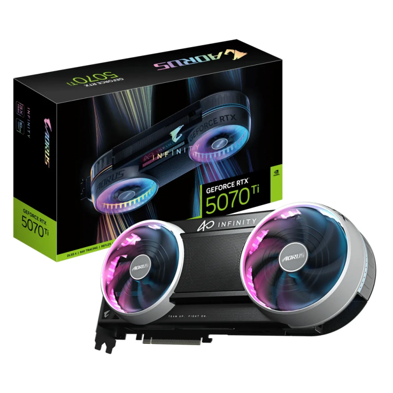 Gigabyte AORUS GeForce RTX 5070 Ti Infinity 16GB GDDR7 Noir 3 ventilateurs HDMI 2.1 3 DisplayPort Carte graphique