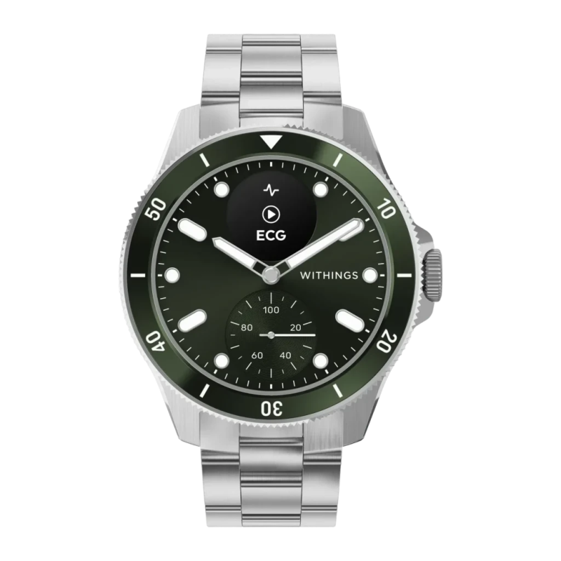 Withings ScanWatch Nova 42 mm Vert 0,63 pouces OLED SpO2 Température cutanée FC GPS 30 jours 10ATM Montre connectée