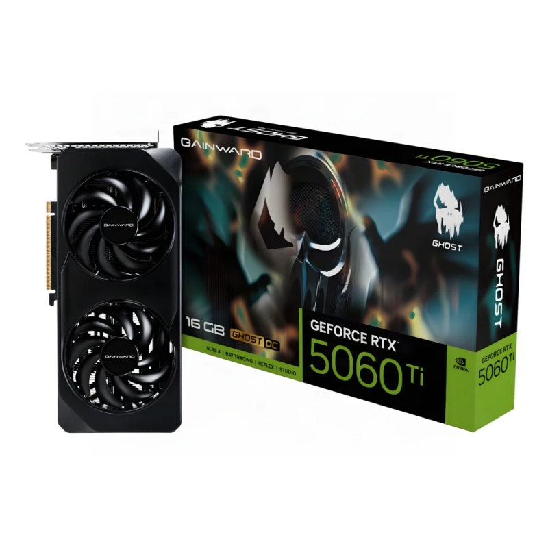 Gainward GeForce RTX 5060 Ti Ghost OC 16GB GDDR7 Noir 2 ventilateurs HDMI 2.1 3 DisplayPort Carte graphique
