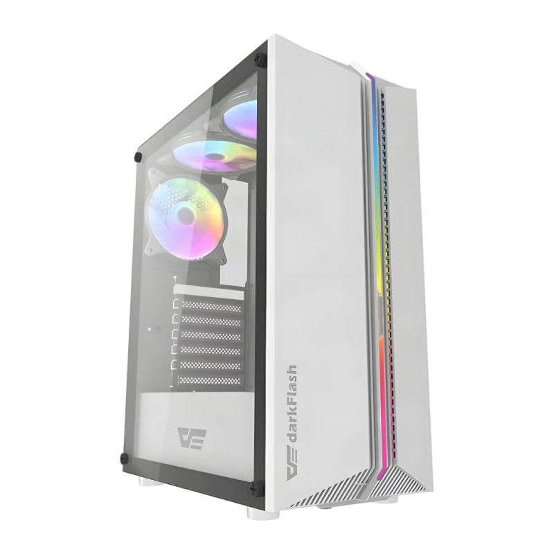 Darkflash DK151 Verre Trempé ATX Blanc Midi Tower 3 ventilateurs Boîtier PC