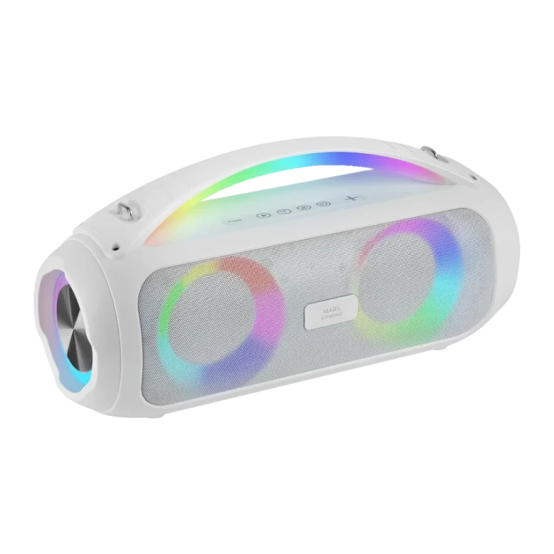 Mars MS-Pulse Submersible 10m Blanc 50W 8h 5000mAh mains libres radio FM lumières RGB entrée AUX Enceinte Bluetooth 5.3