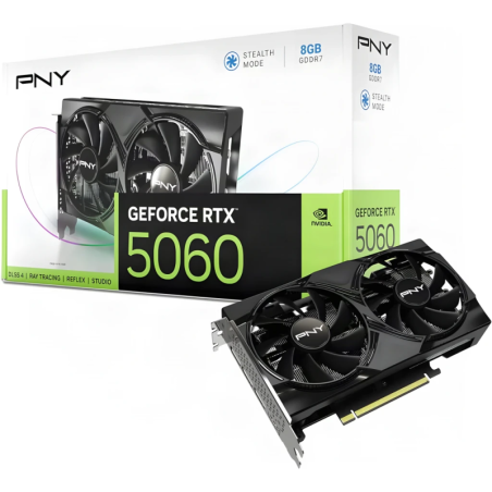 PNY GeForce RTX 5060 OC Dual Fan 8GB GDDR7 Noir 2 ventilateurs HDMI 2.1 3 DisplayPort Carte graphique