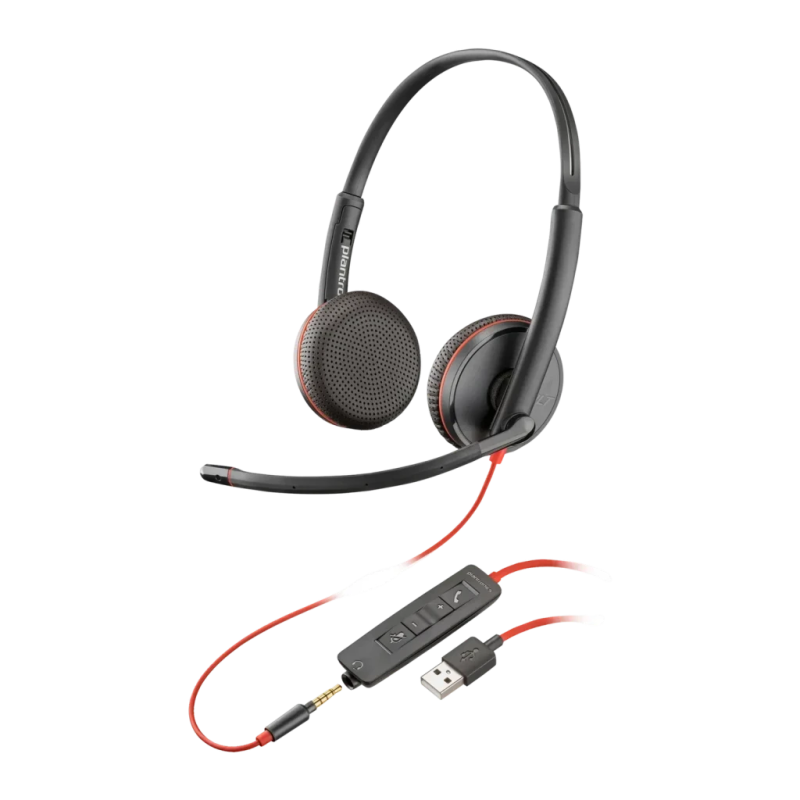 Poly Blackwire 3225 Stéréo USB-A Noir Arceau avec micro Casque