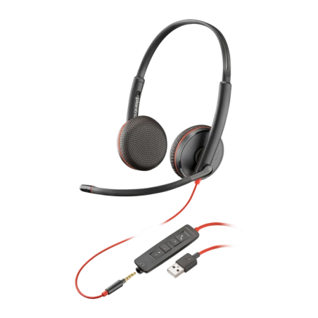 Poly Blackwire 3225 Stéréo USB-A Noir Arceau avec micro Casque