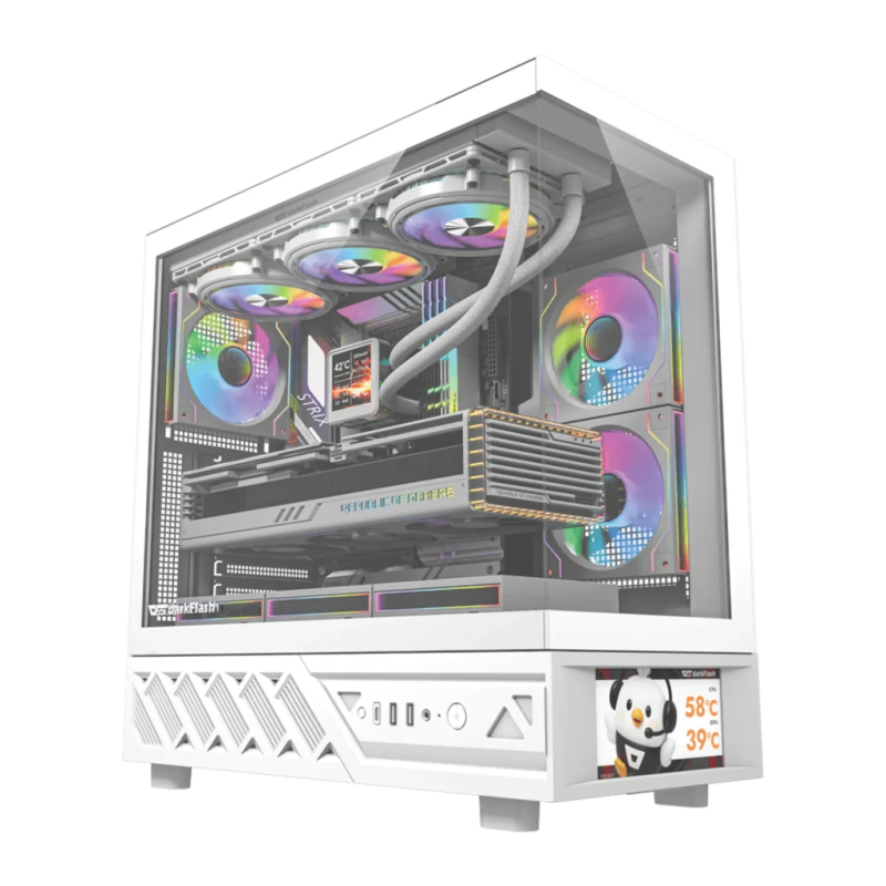 Darkflash DS950V Verre Trempé 270° ATX Blanc Midi Tower Boîtier PC