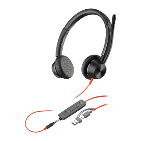 Poly Blackwire 3325 Jack 3,5 mm USB-C Réduction de bruit Noir Arceau avec micro Casque