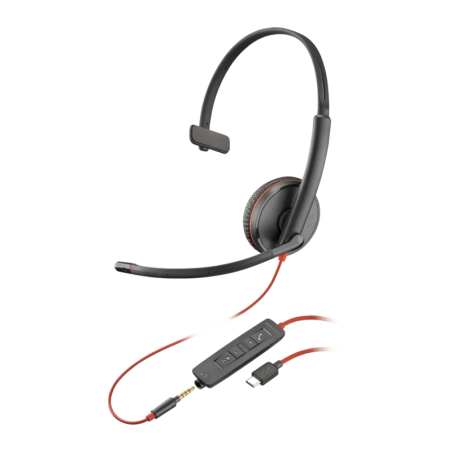 Poly Blackwire C3215 Monaural Réduction de bruit Noir Arceau avec micro Casque