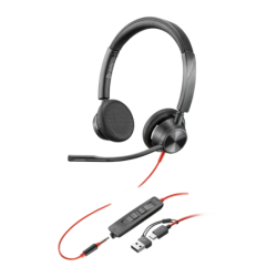Poly Blackwire 3325 Stereo Jack 3,5 mm USB-C Réduction de bruit Noir Arceau avec micro Casque