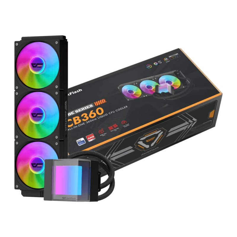 Darkflash CB360 360mm Noir 3 ventilateurs RGB Refroidissement liquide