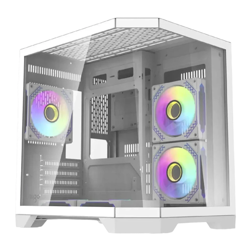 Darkflash FT350 Mini Tower 3 Panneaux Verre Trempé M-ATX/ITX Blanc 5 ventilateurs Boîtier PC