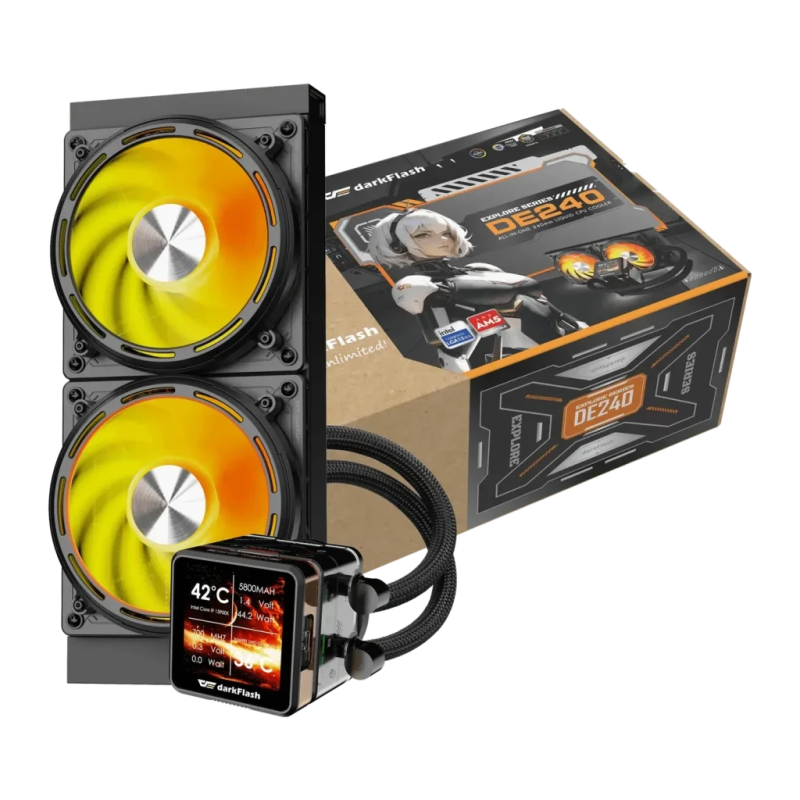Darkflash Explore DE240 315W TDP 240mm Noir 2 ventilateurs RGB Refroidissement liquide