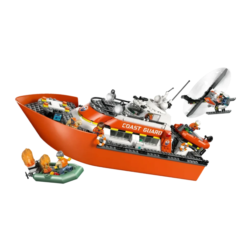 Set de construction LEGO City Bateau et Hélicoptère de Sauvetage des Garde-côtes 60504 742 pièces