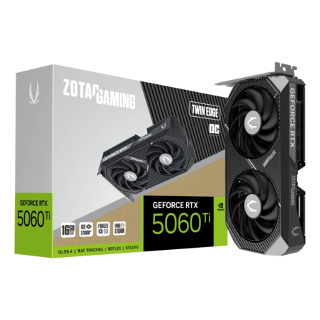 Zotac Gaming GeForce RTX 5060 Ti Twin Edge OC 16GB GDDR7 Noir 2 ventilateurs HDMI 2.1 3 DisplayPort Carte graphique